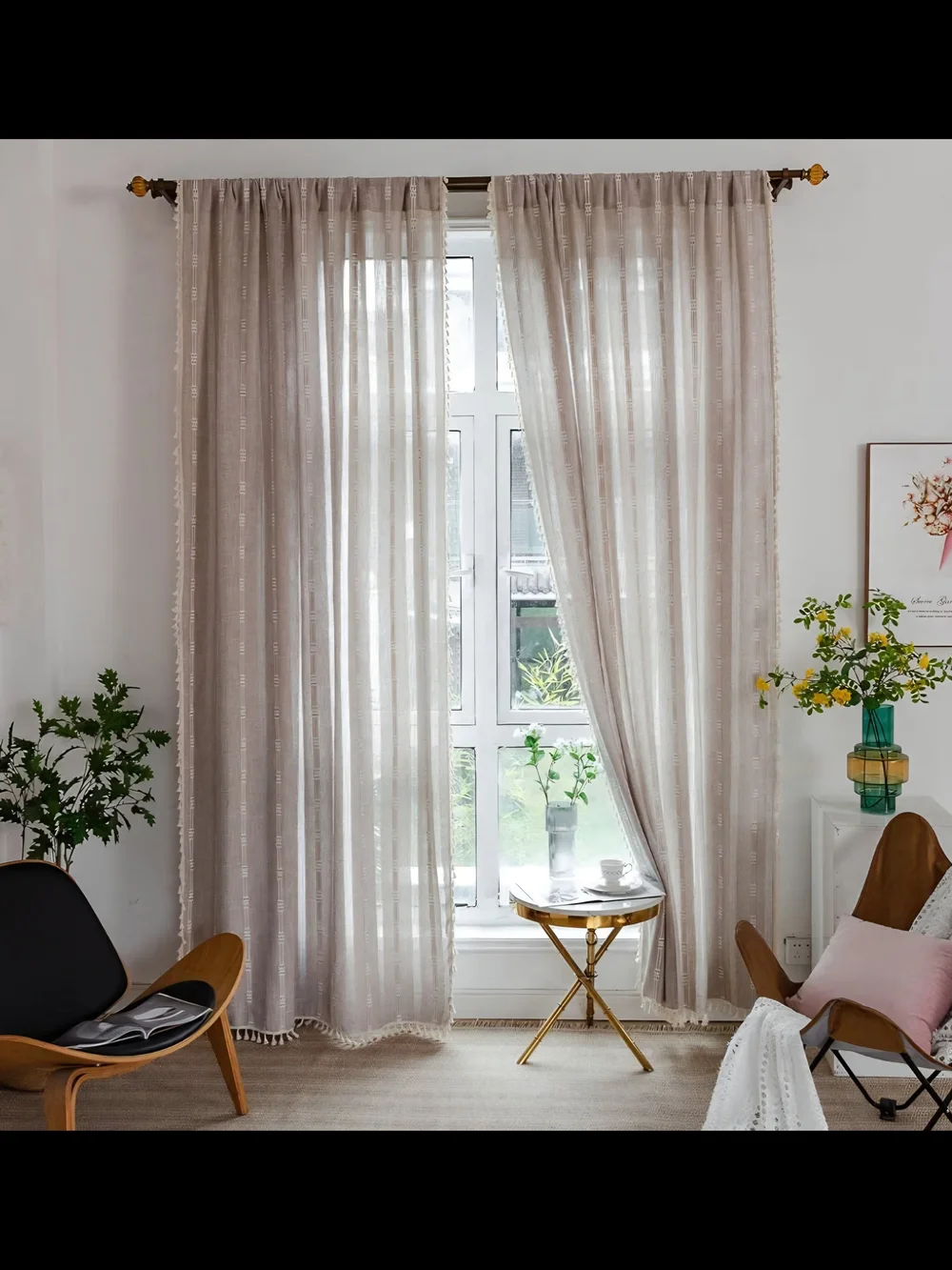 Sheer Linen Window Curtain Panels - 52